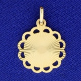 Italian Made Designer Disc Pendant In 14k Yellow Gold