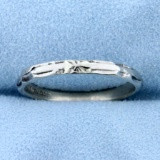 Unique Vintage White Gold Wedding Band Ring In 14k White Gold