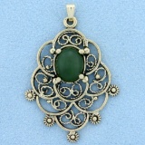 Vintage Jade Pendant In 14k Yellow Gold