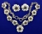 Designer Heavy Sterling Silver Necklace And Earrings Flower Design Set