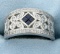 Diamond And Sapphire Art Deco Band Ring In 14k White Gold