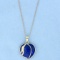 Lapis Peach Shaped Pendant On Chain In 14k Yellow Gold