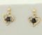 Natural Sapphire And Diamond Heart Earrings In 10k Yellow And White Gold