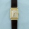 Vintage Men's Hamilton Watch In 14k Solid Gold Case And Diamond Face