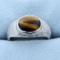 3ct Tiger's Eye Ring In 18k White Gold