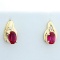 Lab Ruby And Diamond Earrings In 10k Yellow Gold