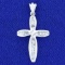 1/2ct Tw Baguette Diamond Cross Pendant In 10k White Gold