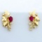 Natural Ruby And Diamond Designer Earrings In 14k Yellow Gold