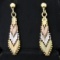 Dangle Earrings In Yellow, White, And Rose Gold Plated Sterling Silver