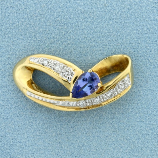 Tanzanite And Diamond Slide In 14k Yellow Gold