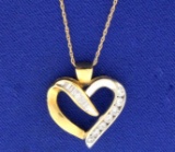 1/2 Ct Tw Diamond Heart Pendant In 10k White And Yellow Gold With Chain