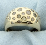 1.25ct Tw Chocolate, Champagne, And White Diamond Dome Ring In 14k Yellow Gold