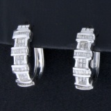 1.5ct Tw Diamond Hoop Earrings In 10k White Gold