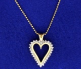 1/2 Ct Tw Diamond Heart Pendant On Bead Style Chain In 14k Yellow Gold