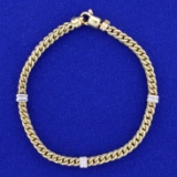 Designer Box Cuban Link Bracelet In 14k Yellow And White Gold