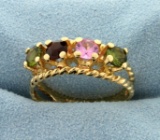 Multicolor Semiprecious Gemstone Ring In 14k Yellow Gold