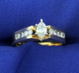 3/4ct Tw Diamond Marquise Enagement Ring In 14k Yellow Gold
