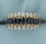 1 Ct Tw Natural Sapphire And Diamond Ring In 14k Yellow Gold