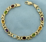 Rainbow Gemstone Gold Bracelet In 14k Yellow Gold