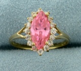 Lab Morganite Ring In 10k Yellow Gold