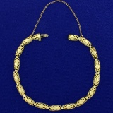 Vintage 7 Inch Designer Link Bracelet In 14k Yellow Gold