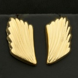 Scallop Design Earrings In 14k Yellow Gold