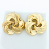 Large Designer Triple Loop Earrings In 10k Yellow Gold