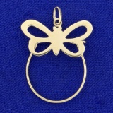 Butterfly Charm-holding Pendant In 14k Yellow Gold