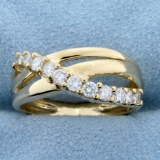 Unique 1/2ct Tw Diamond Wedding Or Anniversary Band Ring In 14k Yellow Gold