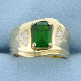 1.5ct Chrome Tourmaline And Diamond Ring In 14k Yellow Gold