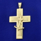 Heavy Anchor Cross Pendant In 18k Yellow Gold