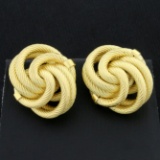 Looping Cable Style Clip-on Earrings In 18k Yellow Gold