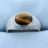 3ct Tiger's Eye Ring In 18k White Gold