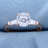 Over 1.5ct Cz Engagement Ring In 14k Rose Gold