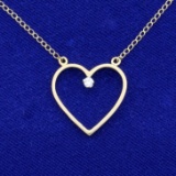 Diamond Heart Necklace In 14k Yellow Gold