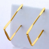 Rectangular Hoop Earrings In 14k Yellow Gold