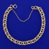 Double Loop Link Charm Bracelet In 14k Yellow Gold