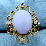 10ct Lavender Jade And Diamond Ring In 14k Yellow Gold