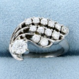 Modern Unique Design 2/3ct Tw Diamond Ring In 14k White Gold