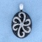 1 Ct Tw Black & White Diamond Designer Pendant In 14k White Gold