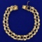 7 1/4 Inch Triple Loop Charm Bracelet In 14k Yellow Gold