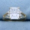 2.5ct Emerald Shaped Cz Engagement Ring In 10k Yellow Gold