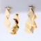 Modern Abstract Folded Sheet Design Hoop Earring In 14k Yellow Gold