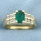 1ct Emerald And Diamond Ring In 14k Yellow Gold