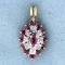 1ct Tw Natural Ruby And Diamond Pendant In 14k Yellow Gold