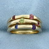 Multi-color Gemstone Ring In 14k Yellow Gold