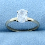 3/4ct Oval Diamond Solitaire Engagement Ring In 14k White Gold