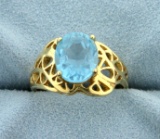 3ct Blue Topaz Ring In 14k Yellow Gold