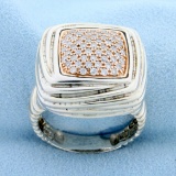 Effy Designer Diamond Ring In Sterling Silver And 14k Rose Gold