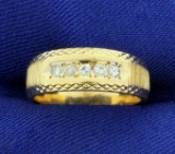 Diamond Wedding Or Anniversary Band Ring With Unique Design In 14k Yellow Gold